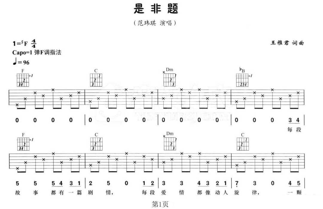 是非题吉他谱_1