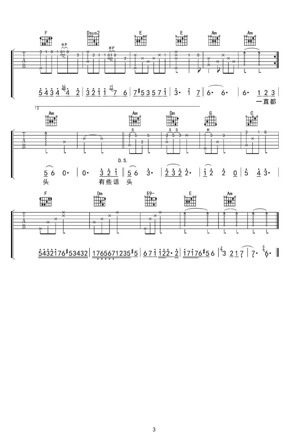 别想他吉他谱_3