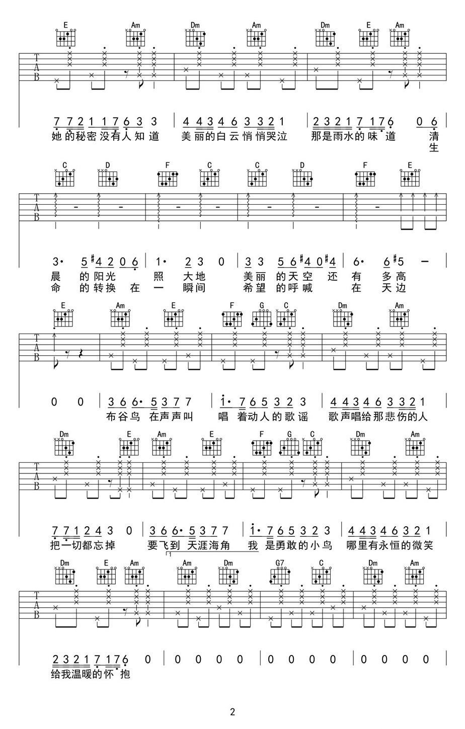 布谷鸟吉他谱_2