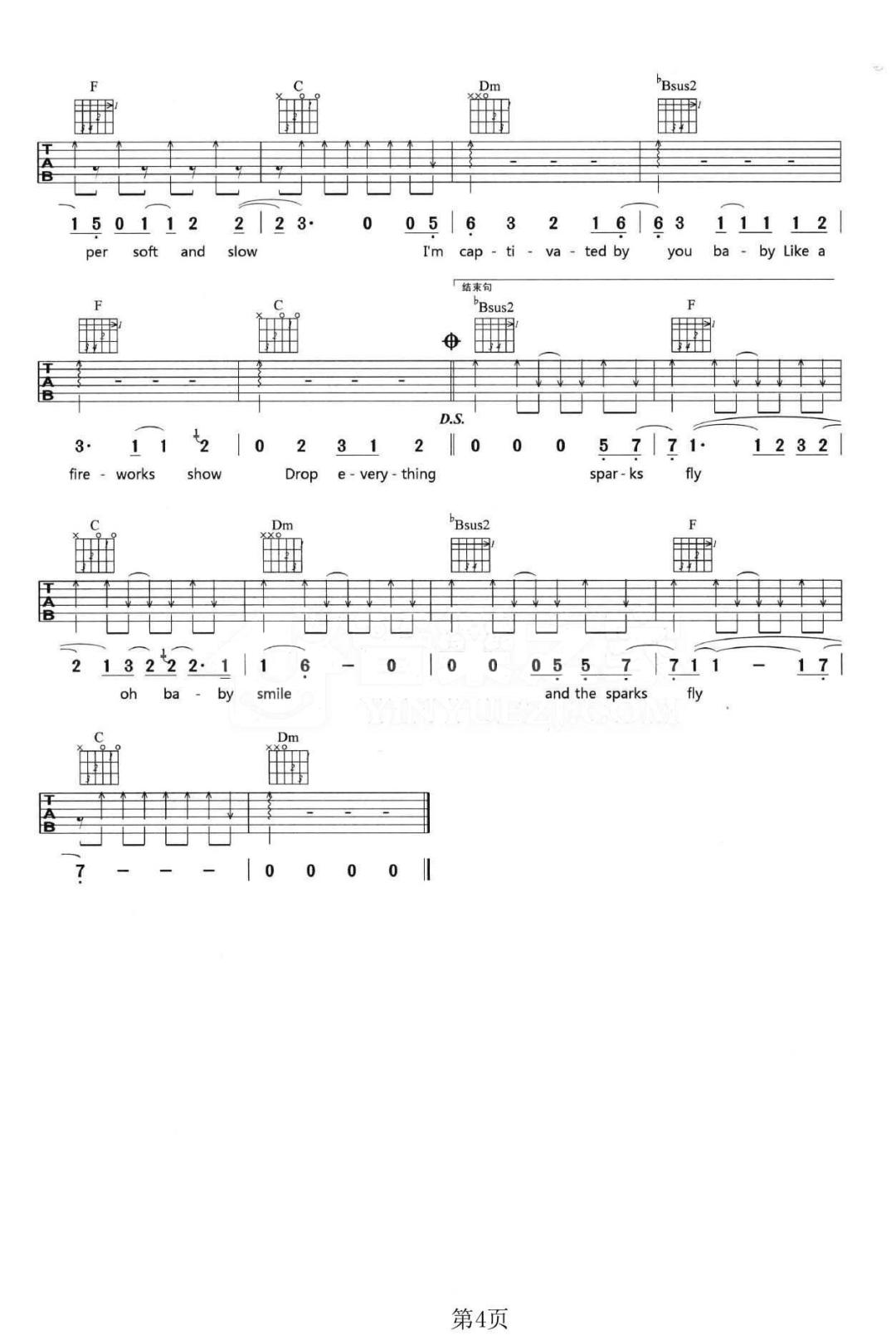 Sparks Fly吉他谱_4